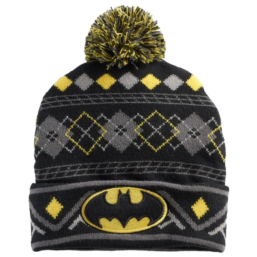 New! Batman Embroidered Pom Ski Cap Winter Hat DC Comics Superhero Dark Knight